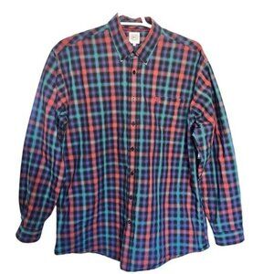 Cinch Mens Long Sleeve Button-Down Plaid Shirt Multicolor Size L 100% Cotton
